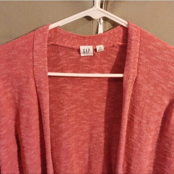GAP Pink Rosette Rayon Blend Knit Open Front Cardigan Wms Sz Med - Picture 10 of 10